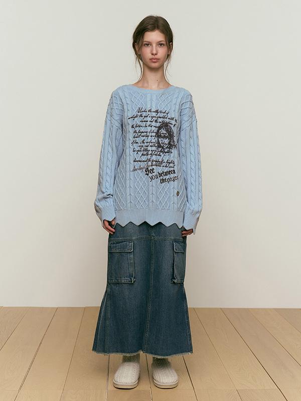 KIRSH Collection Print Scallop Knit [Sky]