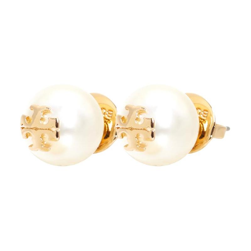 TORY BURCH logo design brass earrings women s gold 11165514 110-gold золотой