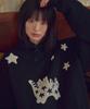 Angel Star Cat Boucle Embroidered Hoodie Ahp1216 (Black)