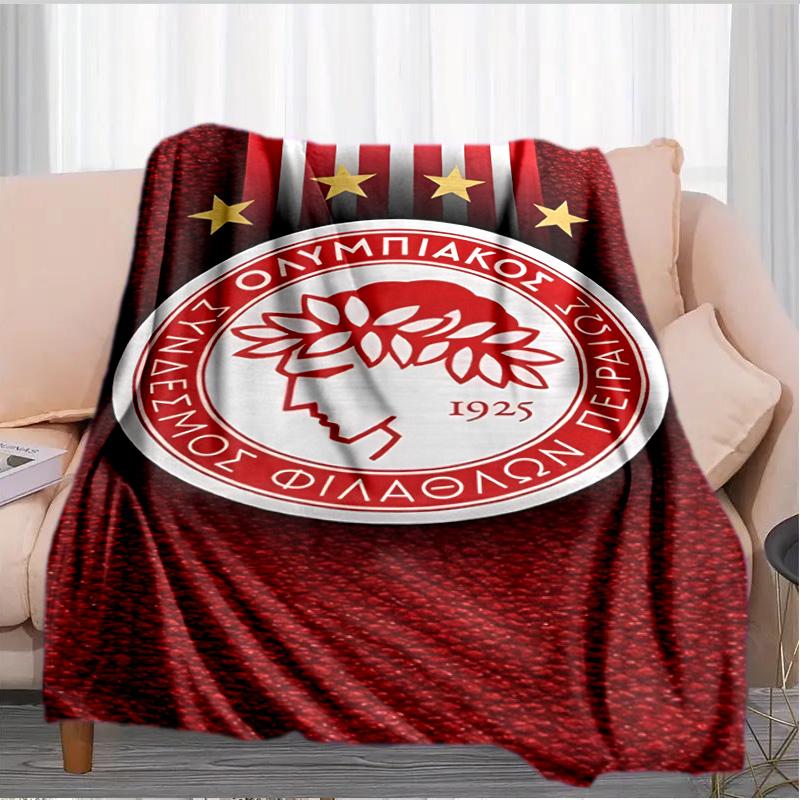 Olympiacos Fc: Coperta Orgoglio Rosso e Nero Adatta per Divani, Letti, Uffici e Campeggio - Regalo Perfetto per Halloween Natale