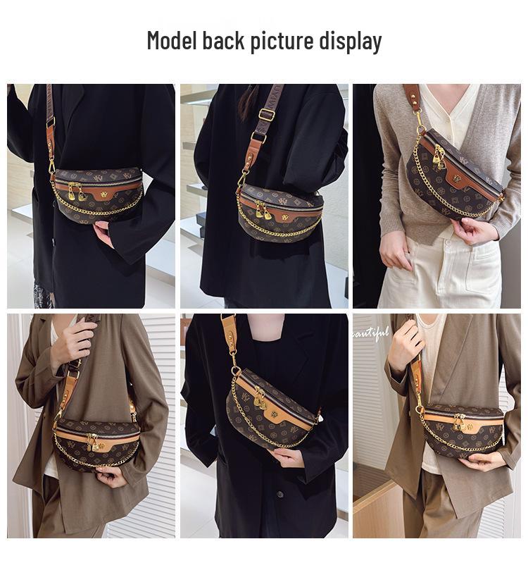 2025 Women's Versatile Chest Bag: Trendy Color Block Crossbody with Chain