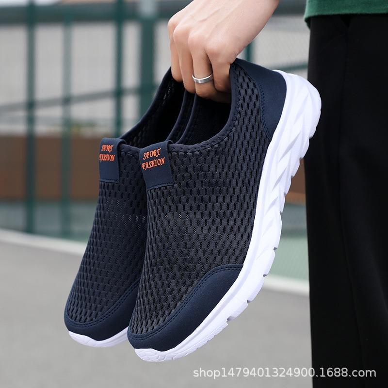 New shoes summer hollow breathable mesh shoes men's thick-soled lightweight casual sports shoes lazy shoes