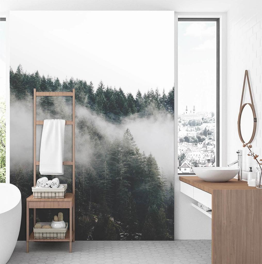 Wallpaper Forest In the Fog Mountains