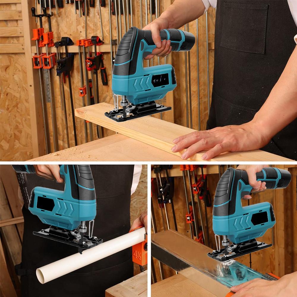 45 Degree Tilt Angle Electric Jigsaw Portable Multi-Function Woodworking Power Tool Small Rechargeable Cutting Machine