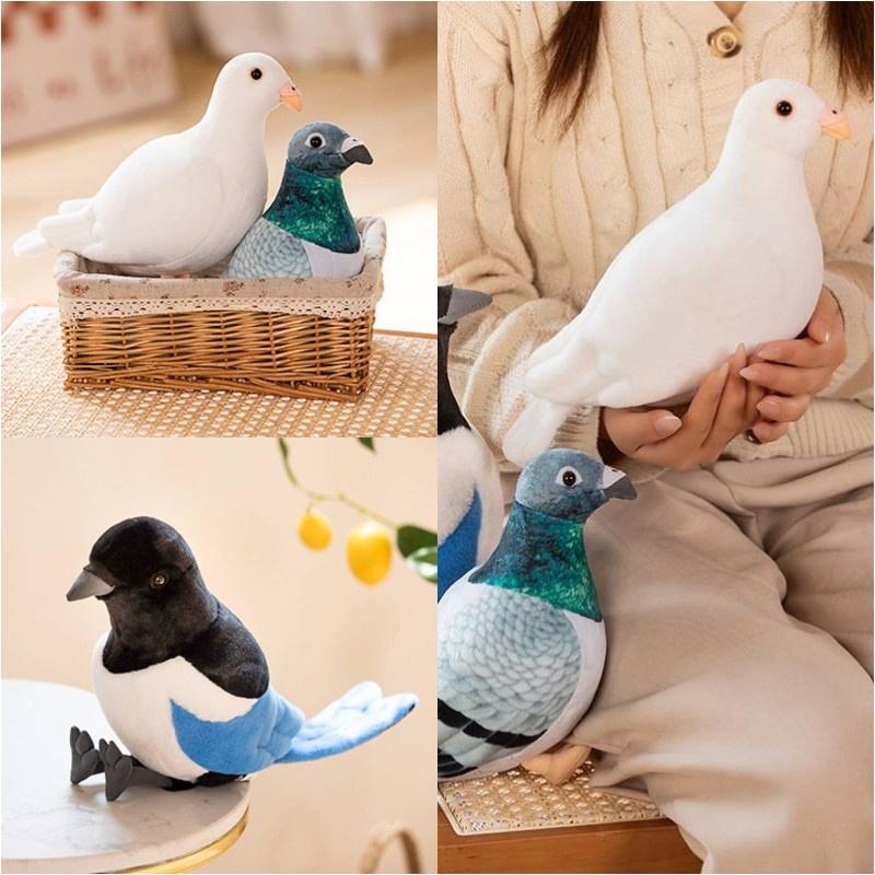 Realistic Plush Pigeon Toy With Soft Pp Cotton Filling, Perfect For Decor And Gifts, Available In White And Green