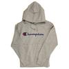 Champion Classic Script Logo Hooded Oxford Size (Previous Model) Men's Sweatshirt, Gray, L, C3-J117