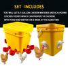 10L Chicken Duck Goose Bucket Chicken Feeder and Waterer Kit with 8 Auto-Fill Cups and 4 Ports Horizontal Nipples for Poultry