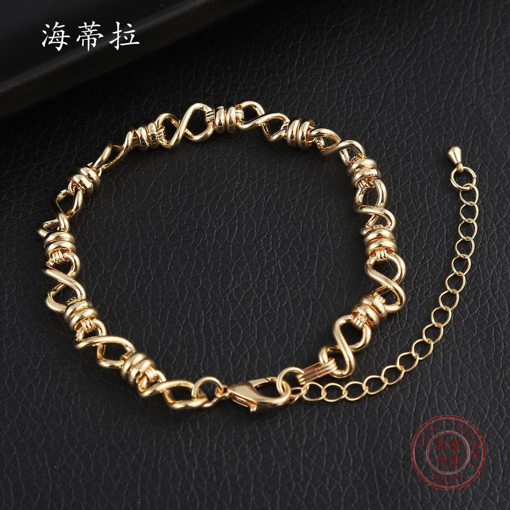 New irregular 8-character hip-hop bracelet, personalized hip-hop male and female couples punk metal bracelet