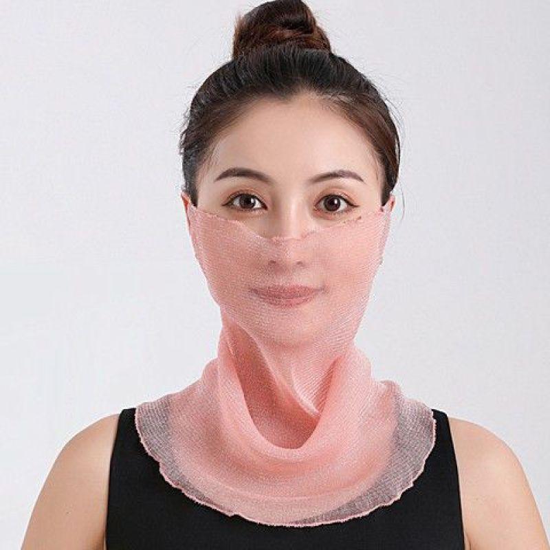 Summer Sunscreen Mask Women's Neck Protection Ear Hanging Veil Neck Scarf Anti-ultraviolet Silk Scarf Gauze Scarf
