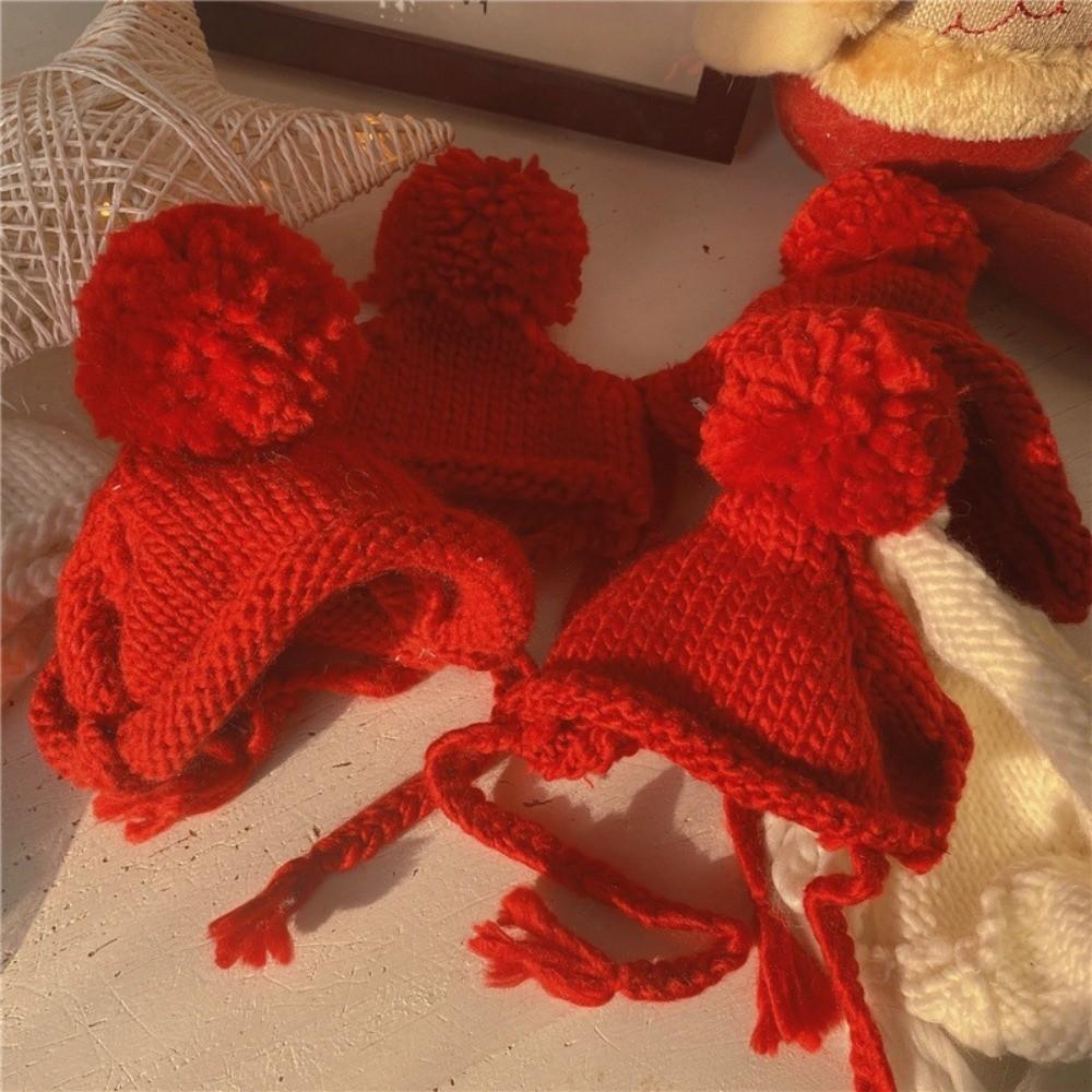 Cute Soft Flffuy Dog Fleece Hat Knitted Warm Dog Warmer Pom Hats Pet Headwear Windproof Cat Dog Cap Pet Hat Pet Supplies