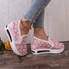 Baskets pour femmes broderie florale maille baskets pour femmes sans lacet décontracté confortable chaussures à talons femme