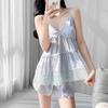Summer Girl Pure Desire Suspender Shorts Loungewear Set Ice Silk Pajamas Women's Sexy Pajamas Three-piece Set