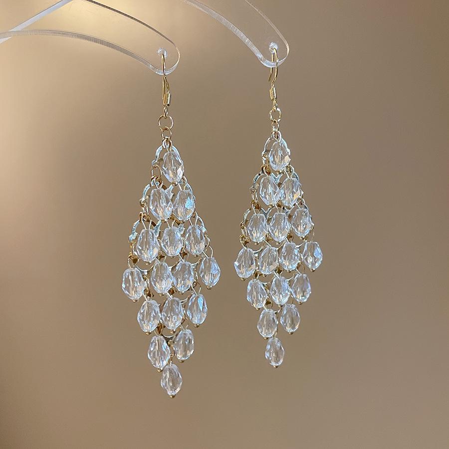 Роскошные серьги с хрустальной бахромой: Европейский и американский дизайн с сияющей элегантностью