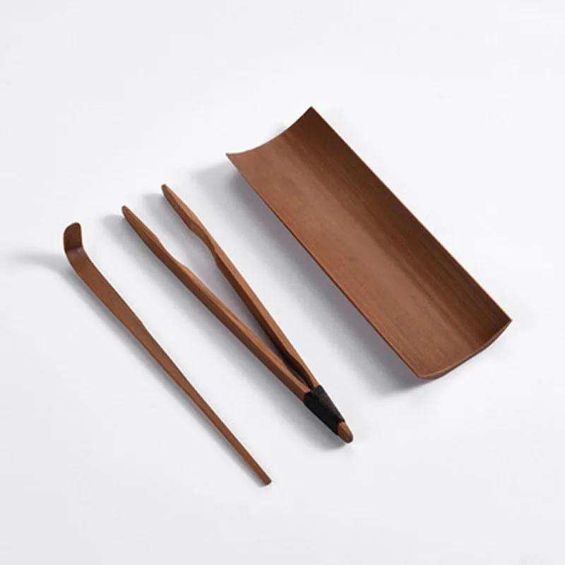 Handgjort kinesiskt teverktygsset i bambu, Skedklämma, Skopa, Kung Fu, Gongfu-tillbehör, Ceremoniell gåva