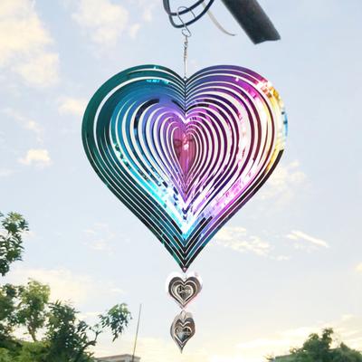 3D-Windspiel mit Liebesherz, Dekoration für drinnen und draußen, Fenster, Garten, Hof, Veranda, buntes Metall-Windspiel zum Aufhängen