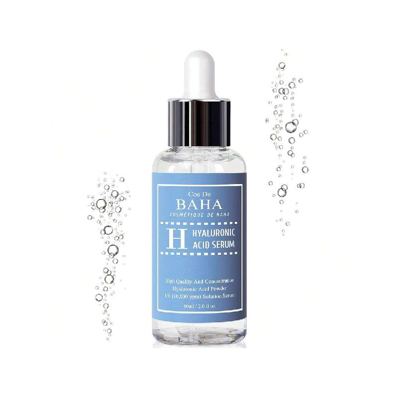 Сыворотка Cos De BAHA Pure Hyaluronic Acid 1% 10 000 ppm 60 мл, Увлажняющая сыворотка для лица от мелких морщин, Сыворотка для лица с интенсивным увлажнением для заметно упругой кожи 60ml