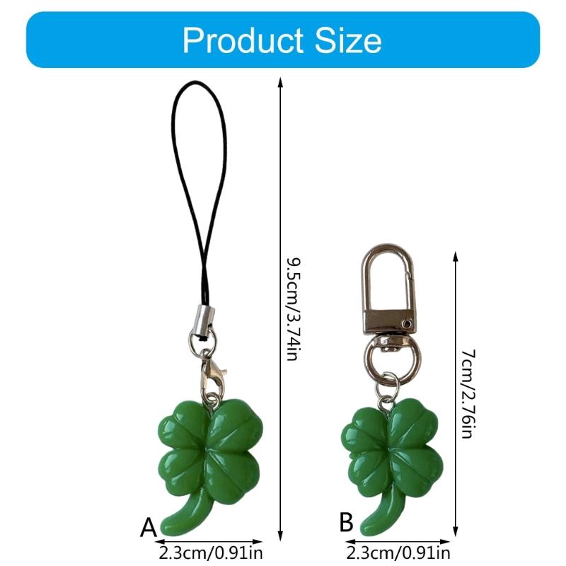 Grünes vierblättriges Kleeblatt Handy-Anhänger-Riemen Auto-Schlüsselanhänger Anhänger Mode-Taschen-Dekoration Lanyard Geldbörsen-Zubehör