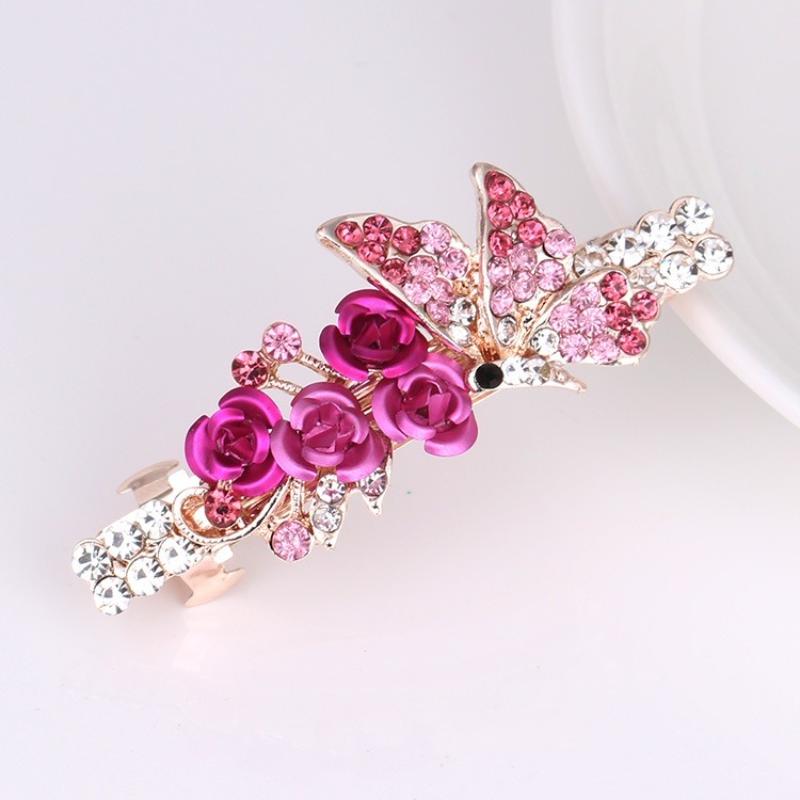 Fashionable Bow Hair Clip, Women's Pearl Flower Crystal Hairpin, Spring Clip Hair Accessory