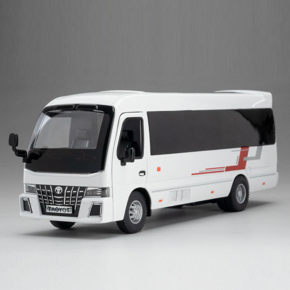 1:32 Wuling Rongguang Coaster Car Model Toy Doors Opened Pull Back Truck Models Sound Light Decorations Present for Children