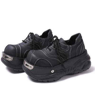Damen Plateau Lederschuhe Metall Punk Big Head Muffin Damenschuhe Hohe Qualität Designgefühl Dicksohlige Einzelne Schuhe Zapatos