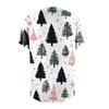 Women's Fashion Printed Short Sleeve V Neck Pattern Tops Pocket Working T-shirts