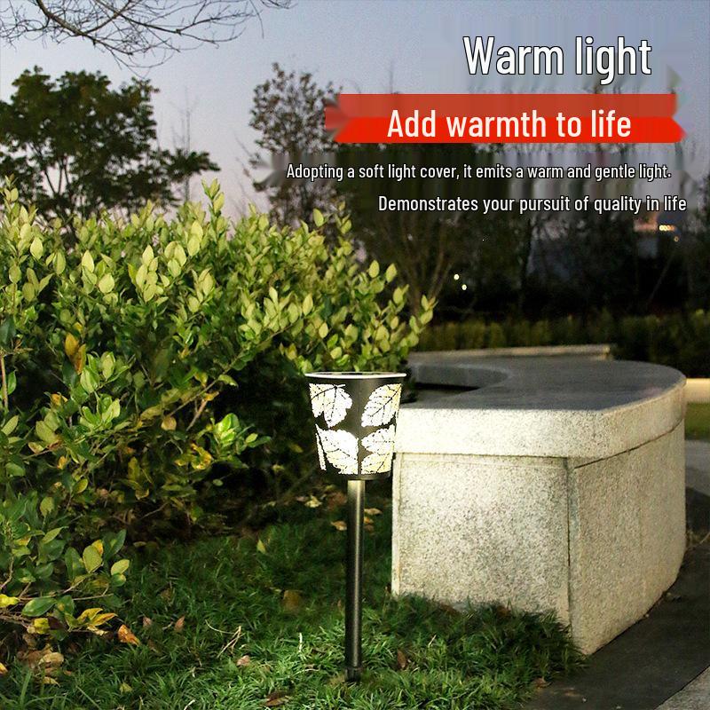 Waterproof Solar Garden Lights with Hollowed Leaves Design - Super Bright Outdoor Landscape Decoration
