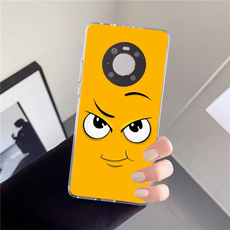 Roztomilý obal na telefon s obličejem pro Huawei Mate P10 P20 P30 P40 10 20 Smart Z Pro Lite 2019 Honor20i Průhledný obal