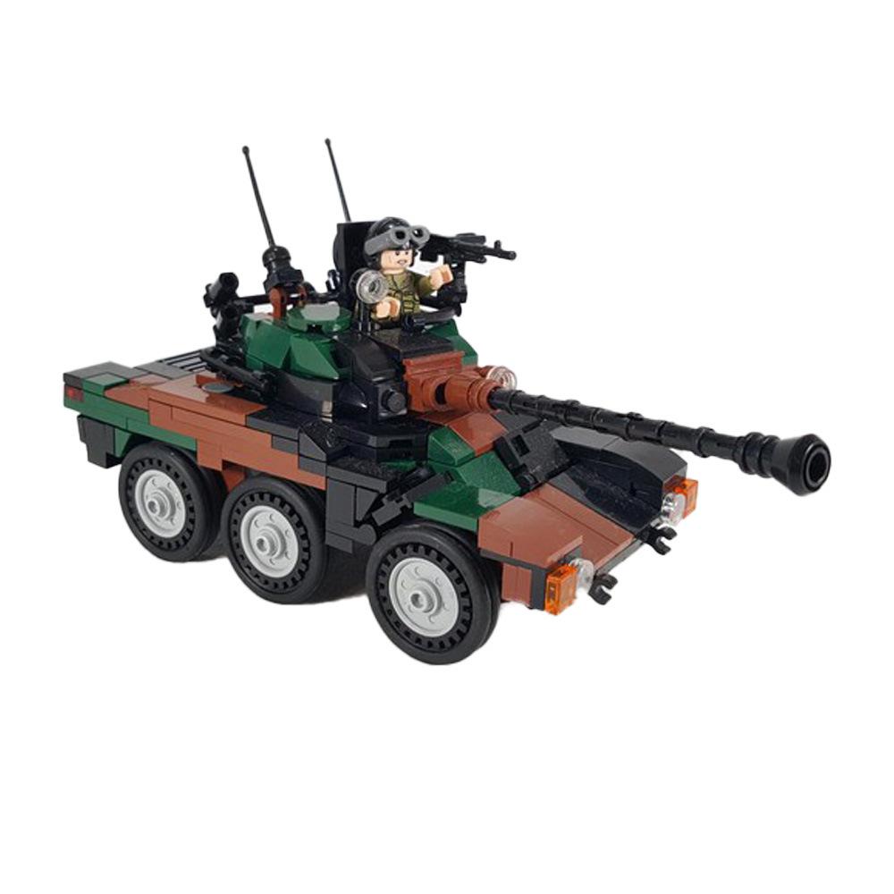 Tank Small Particle Building Blocks Children Puzzle Assembly Toy Gift Heavy Armored Vehicle Model 6 Wheels Disguise Camouflage S STEM DIY Model Kit 3D