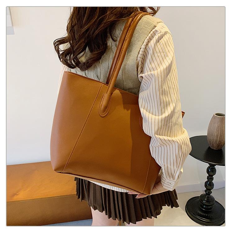 New Large Capacity Faux Leather Tote Bag for Women Office Commute Shoulder Handbag Casual Work Purse