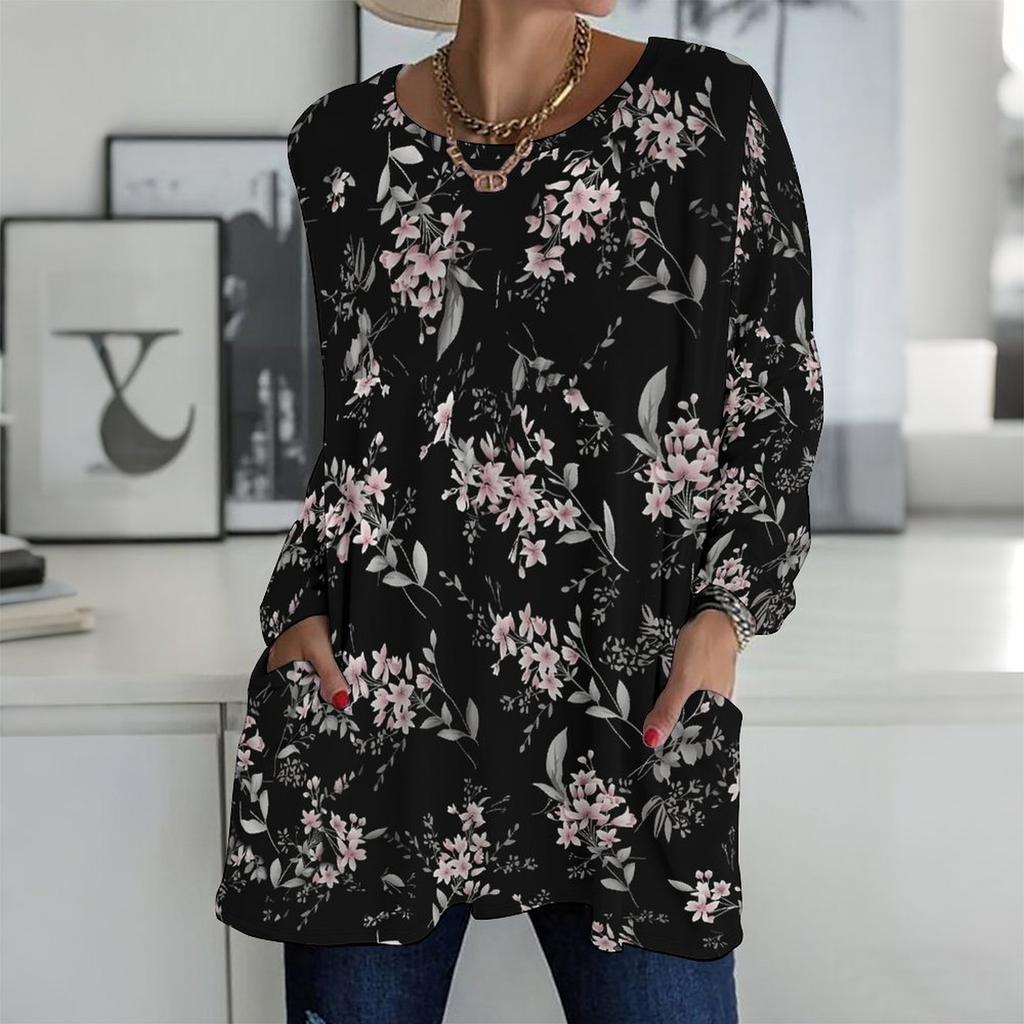 Plus Size Ladies V Neck Long Sleeve Pullover Soft Loose Tops For Daily Errands And Relaxation Wear