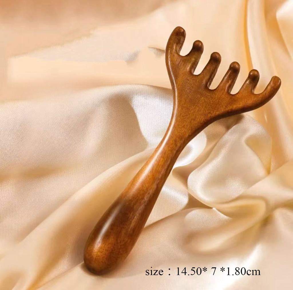 Multi Functional Four in One Massage Comb Head Scraping Meridian Dredging Sandalwood Comb
