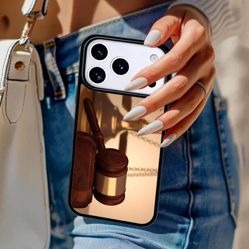 Gavel Law Judge Justice Phone Case For iPhone 17 Air 14 15 13 12 Max Cover For Apple 14 15 16 16e 11 Pro Max Plus Coque