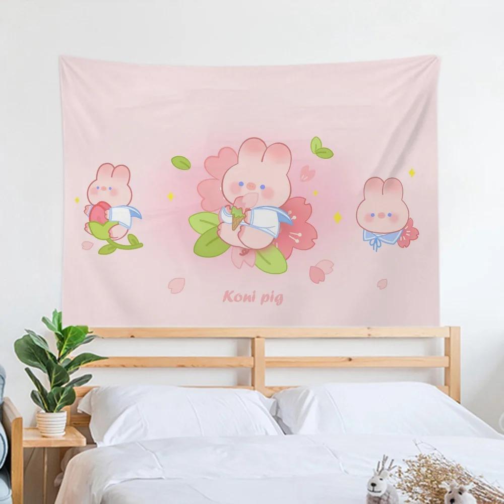 Cute Rabbit Tapestry Office Living Room Decoration Home Wall Tapestry