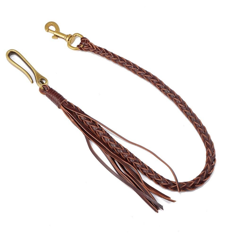 Elegant Wallet Chain Tassel Braid Belt New Leather Pants Chain Daily Travel коричневый