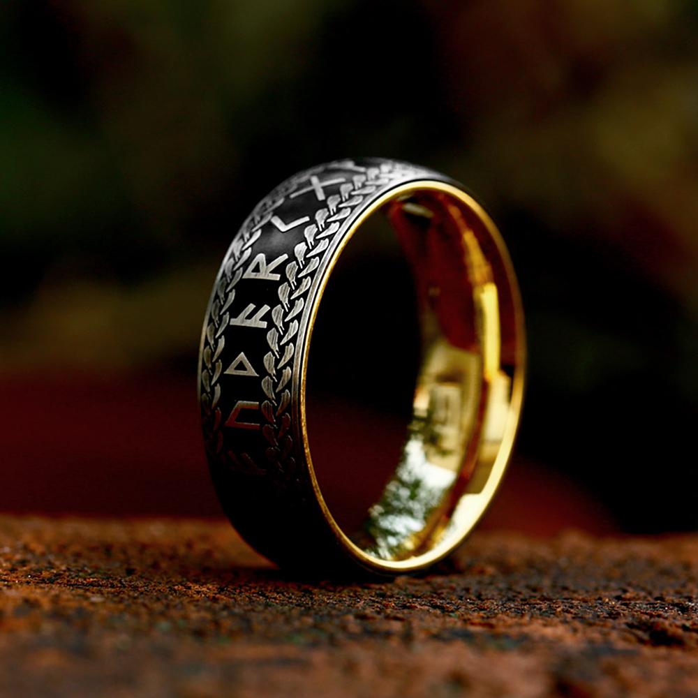 New Vintage Nordic Viking Rune Ring For Men Women Stainless Steel Couple Amulet Fashion Jewelry Gift