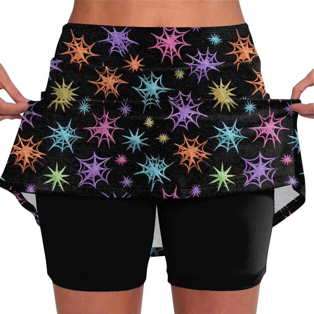 Elastic Yoga Culottes For Women Print Athletic Shorts Lightweight High Waist Skinny Joggers