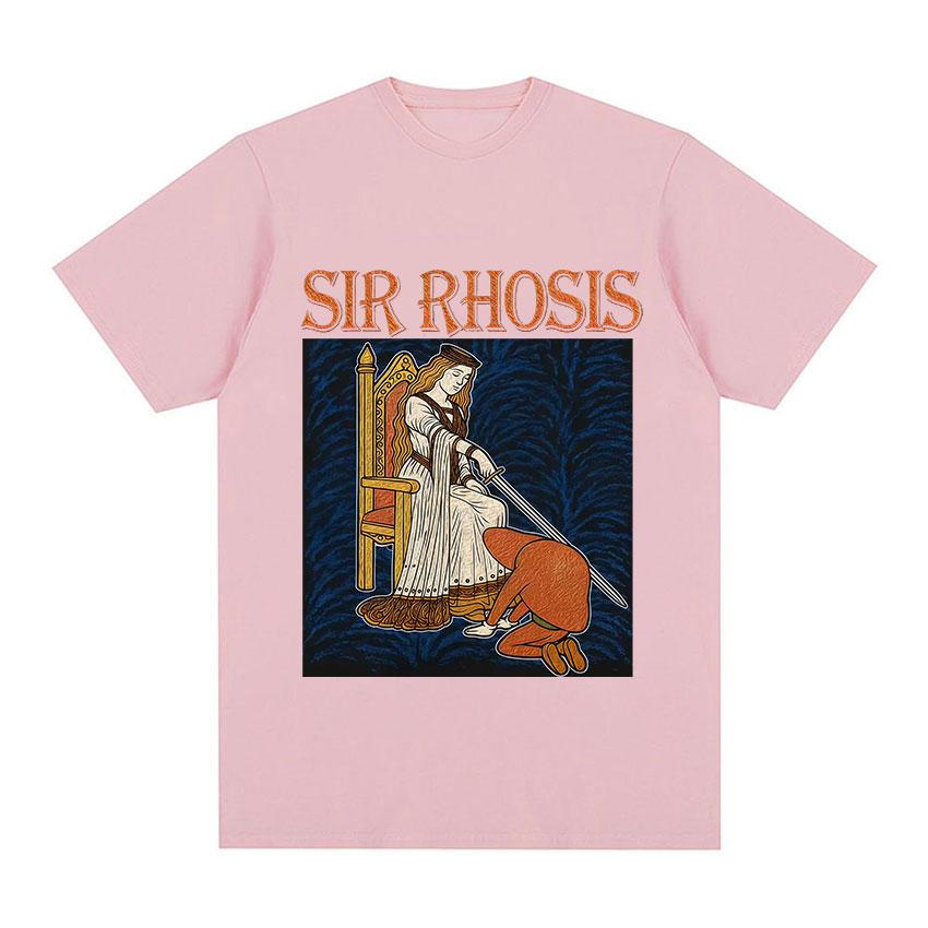 Sir Rhosis Mittelalterliches T-Shirt Lustiges Betrunkener Ritter Meme Grafik T-Shirt Herren Damen Vintage Übergroß 100% Baumwolle Kurzarm T-Shirt