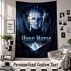 Custom Tapestry Wall Hanging, Hellraiser Pinhead Personalized Name Text Home Wall Decor