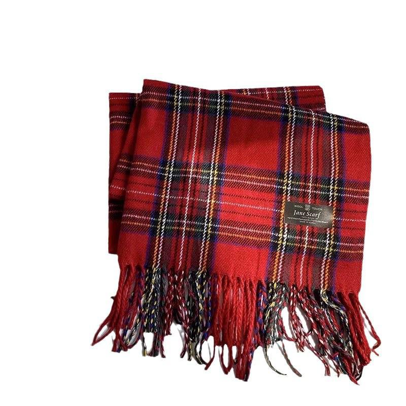 Women's Winter Korean Plaid Scarf: Versatile, Thick, Imitation Cashmere Shawl for a Warm, Stylish Neck—Perfect for Couples.