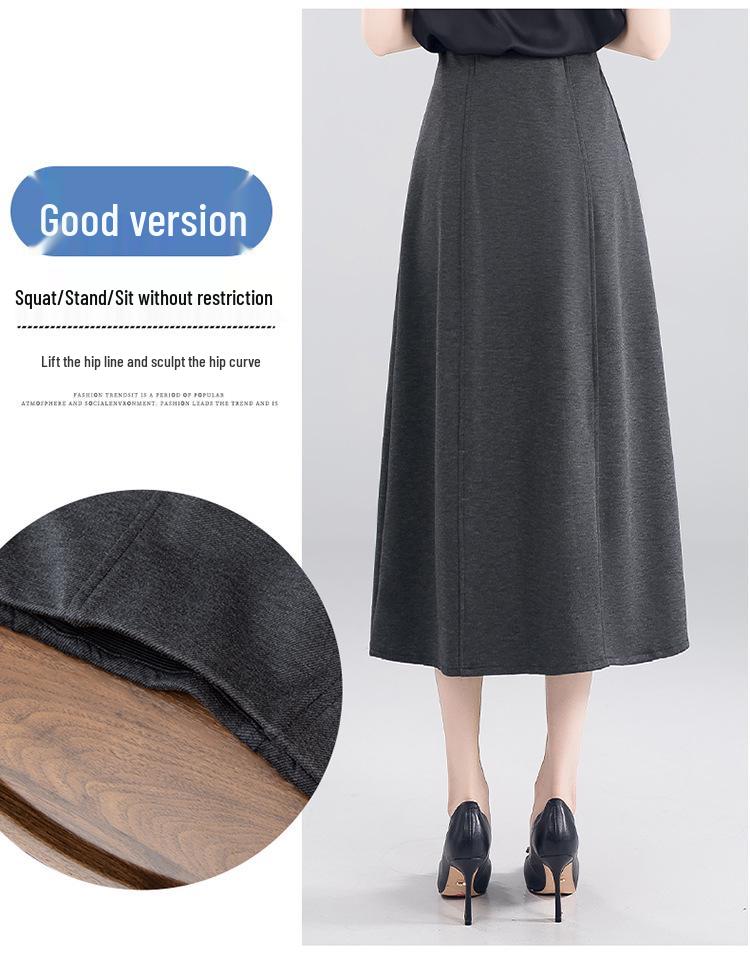Women's High-Waisted Spring 2026 Slimming Skirt, Mid-Length, Elastic Waist, Umbrella Style, Petite Fit, Elegant Drape