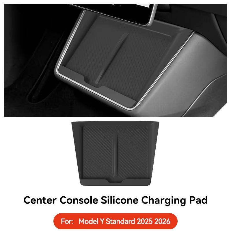 YZ For TESLA Model Y Standard 2026 2025 Wireless Charging Silicone Pad Central Control Charger Protector Cover Non-Slip Mat