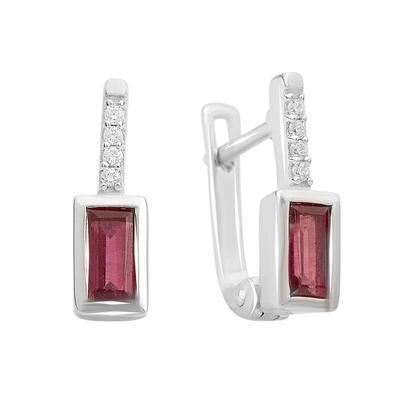 Srebrne kolczyki z naturalnym granatem 1,17 ct, cyrkoniami (2140542)