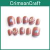 24-piece Set Of Short Style Nail Stickers With Butterfly Bow Pattern For Ladies