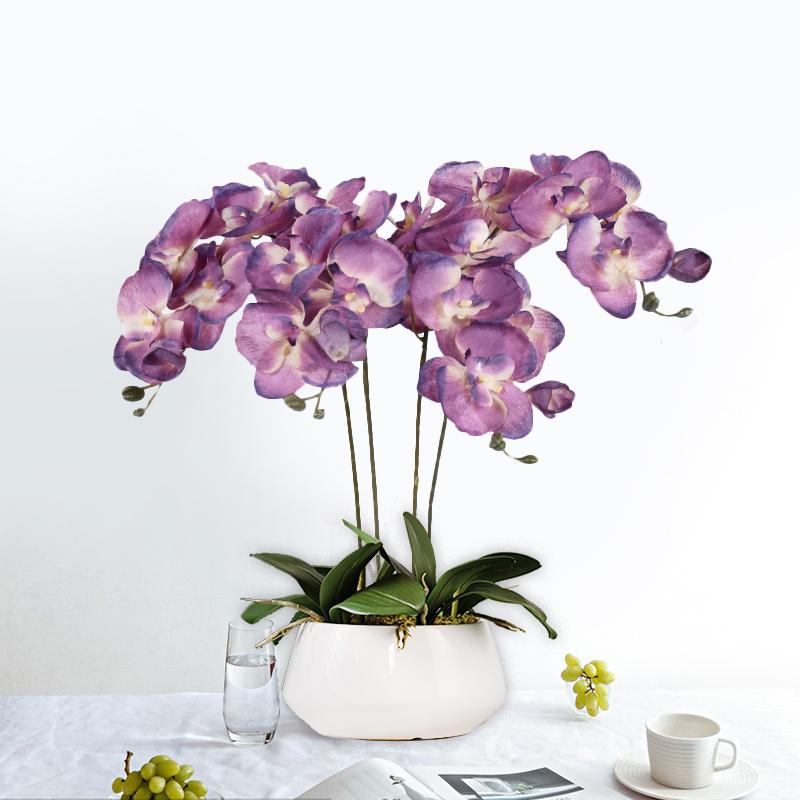 8 capete Fluture Artificial Orhidee Floare pentru Casa Cameră Decorare Grădină DIY Buchet de nuntă Real Touch Mătase Phalaenopsis Plant