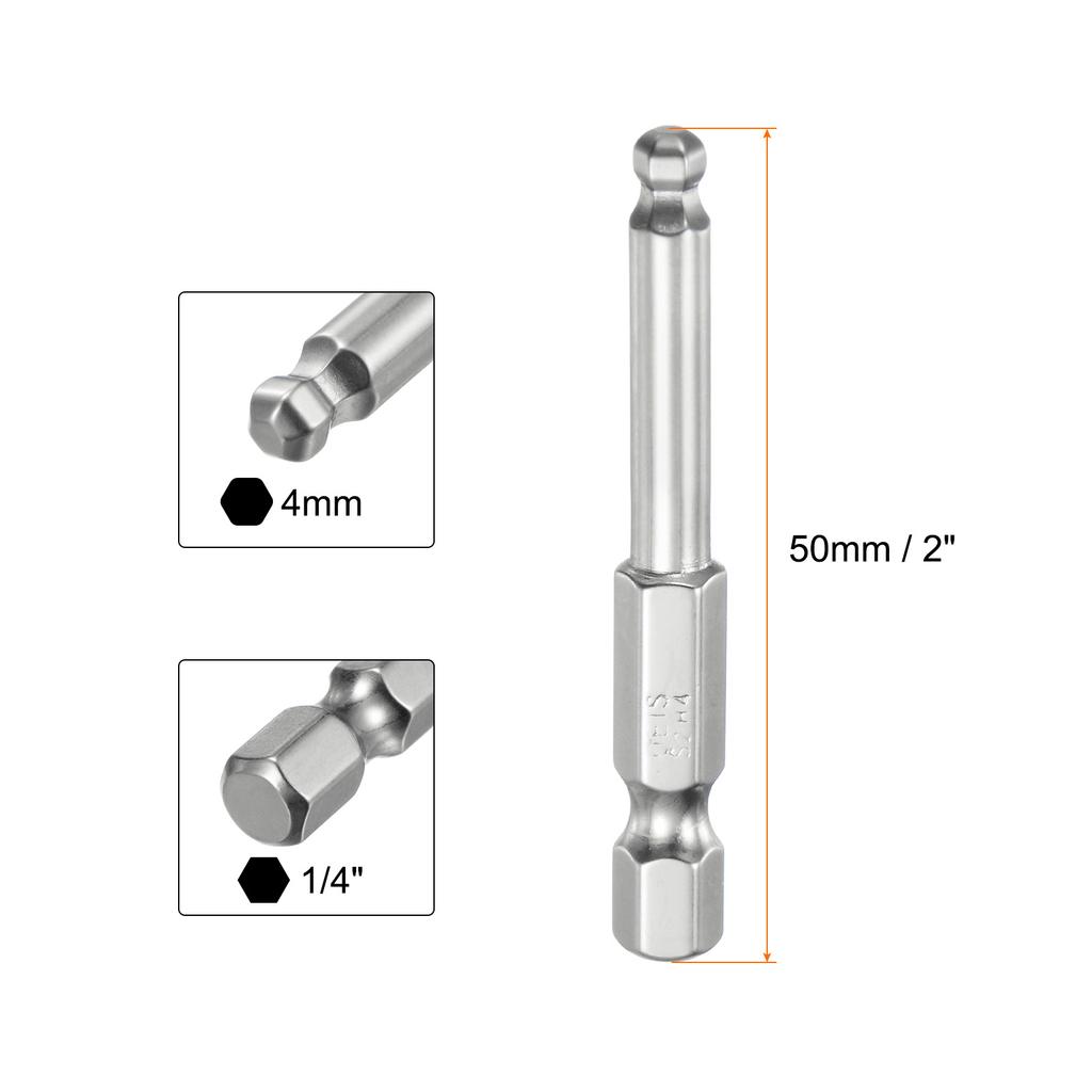1/2/3pcs Ball End Hex Screwdriver Bit 1.5/2/2.5/3/4/5/6/8/10mm Size 1/4" Hex Shank 50mm (2") Long Magnetic Ball Head Bits