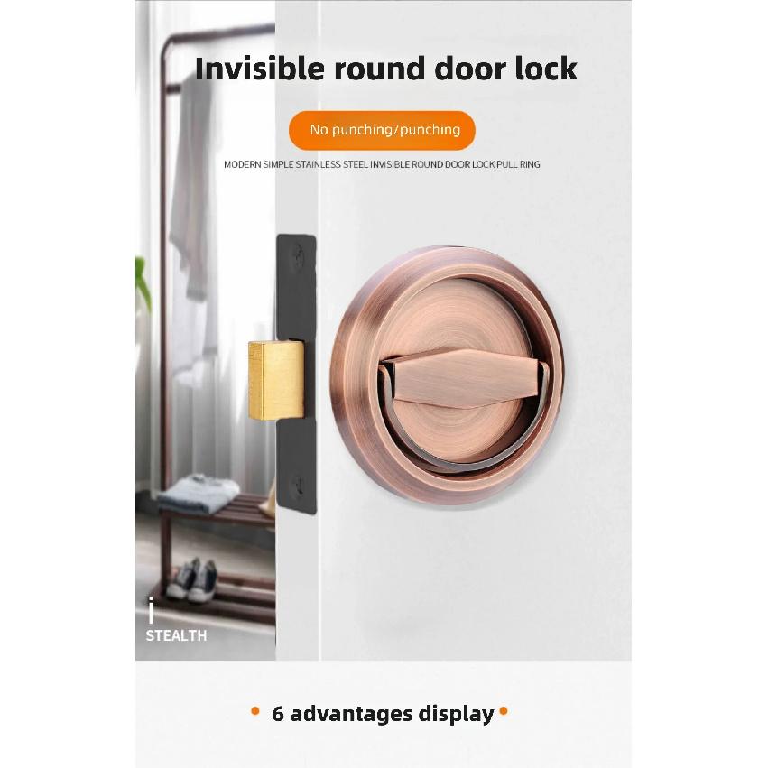 Invisible Recessed Door Lock Stainless Steel Handle Keyless Mechanical Outdoor Fire Proof Home Security Hardware