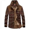 Men's Winter Warm Shirts Coats Plaid Thickened Fleece Jacket Fashion Windproof Stand Collar Shirt Men