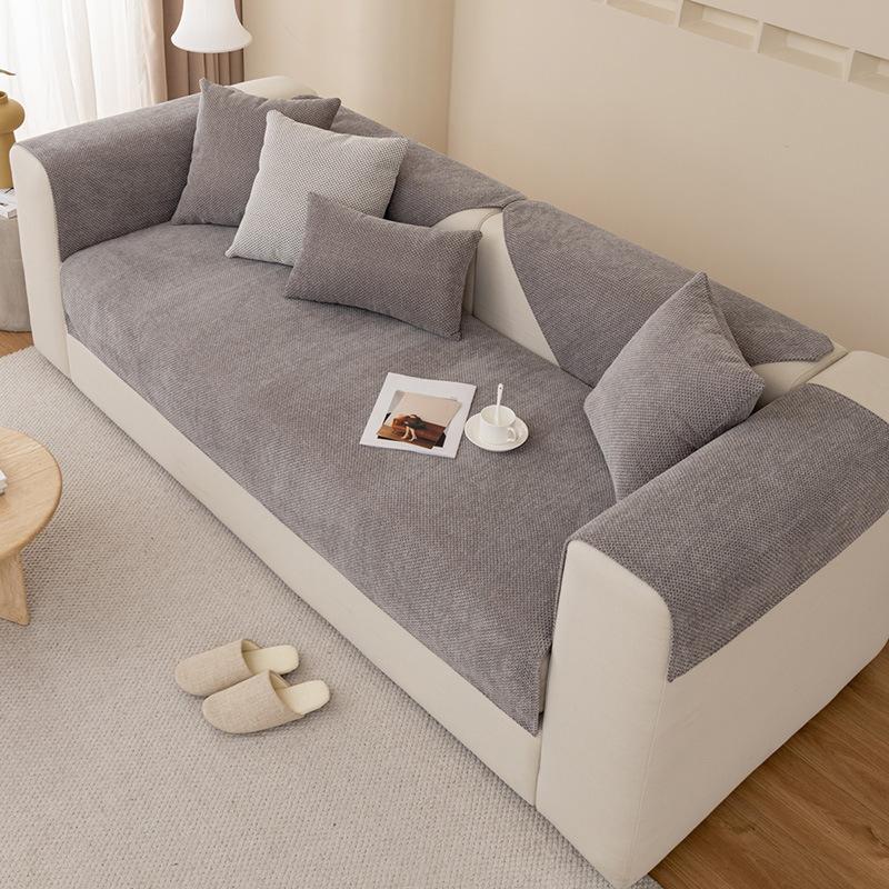 New Four Seasons Universal Sofa Cushion Non-Slip Modern Light Luxury High-Grade Chenille Solid Color Sofa Cover Cover Towel
