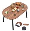 Fengzel Outdoor Outdoor Iro Fireplace Solid Wood Desktop with BBQ Foldable and Garden BBQ Stove Table, Grill, Portable, (Table (966053.5cm))