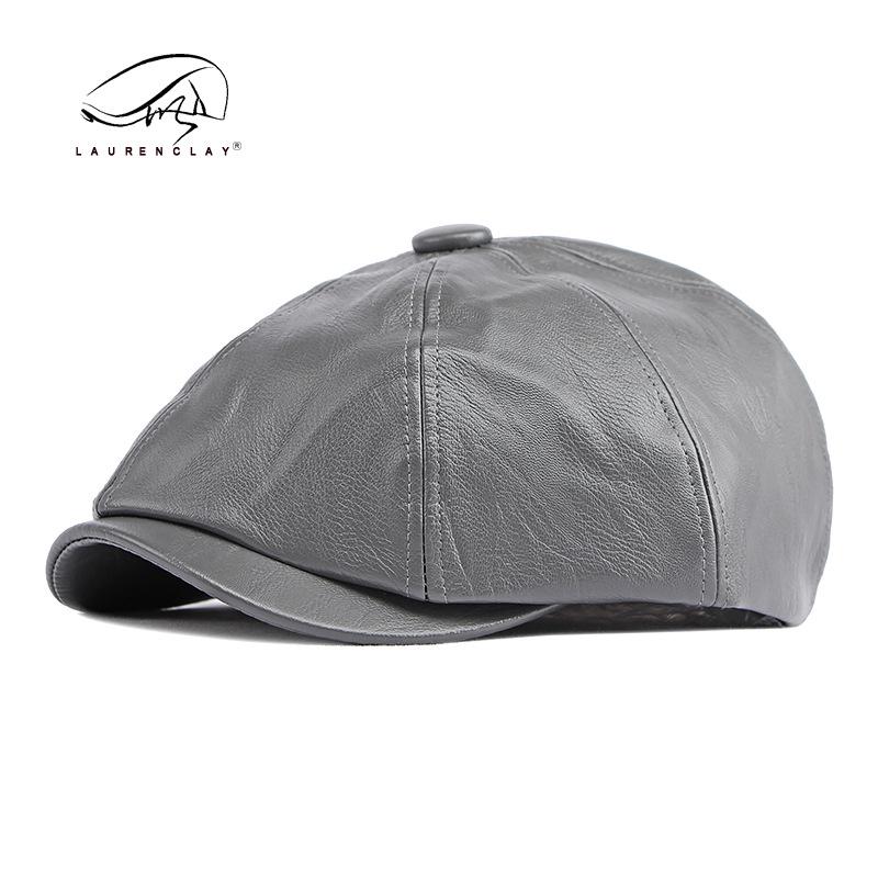 Berretto da giornalaio unisex in pelle PU per primavera/autunno: Berretto a visiera retrò britannico